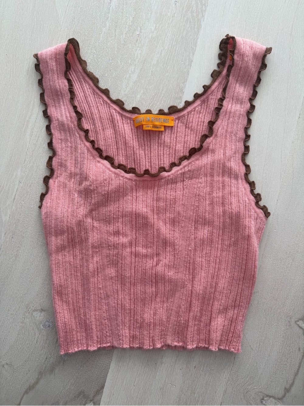 Guest in Residence Ruffled Trim Knit Crop Tank